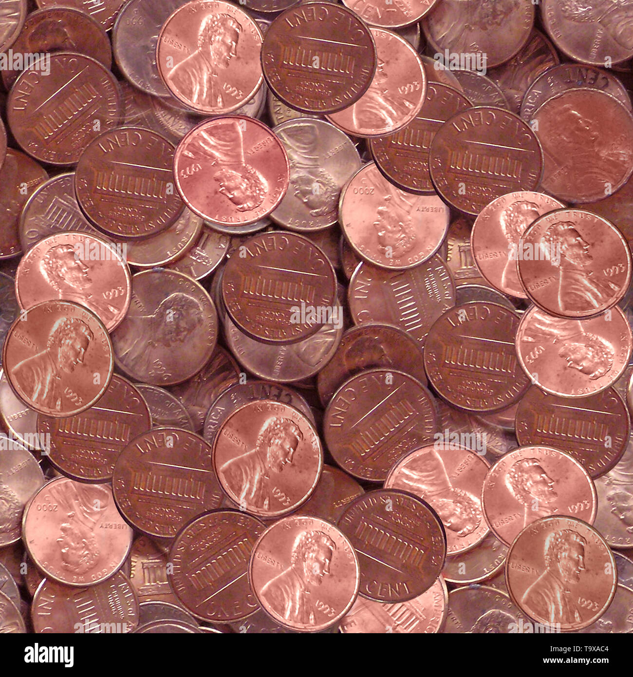 Stati Uniti Penny monete Texture Seamless Tile Foto Stock