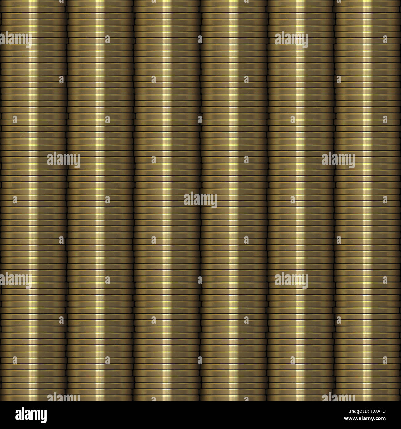 Monete impilate Texture Seamless Tile Foto Stock