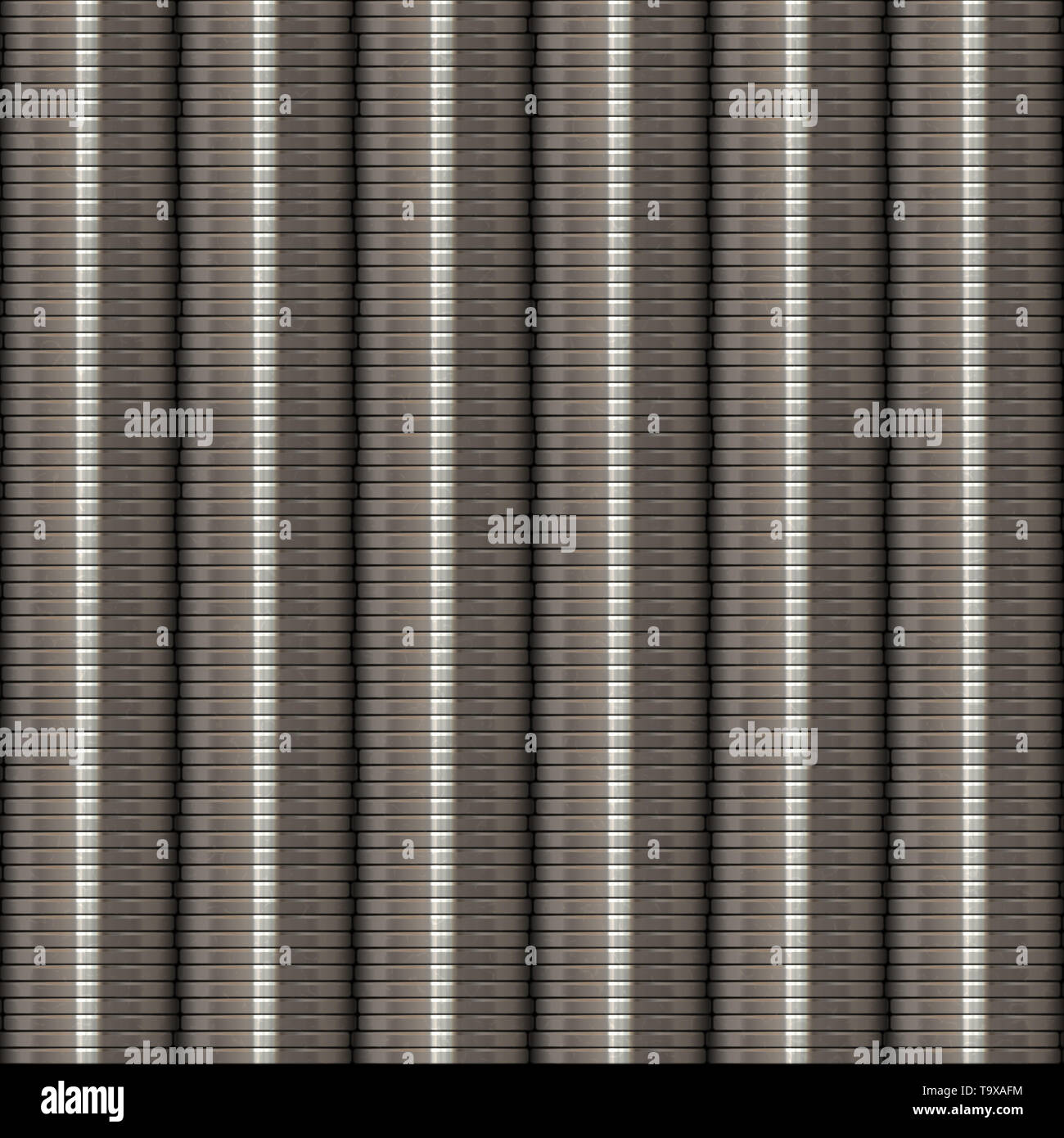 Monete impilate Texture Seamless Tile Foto Stock