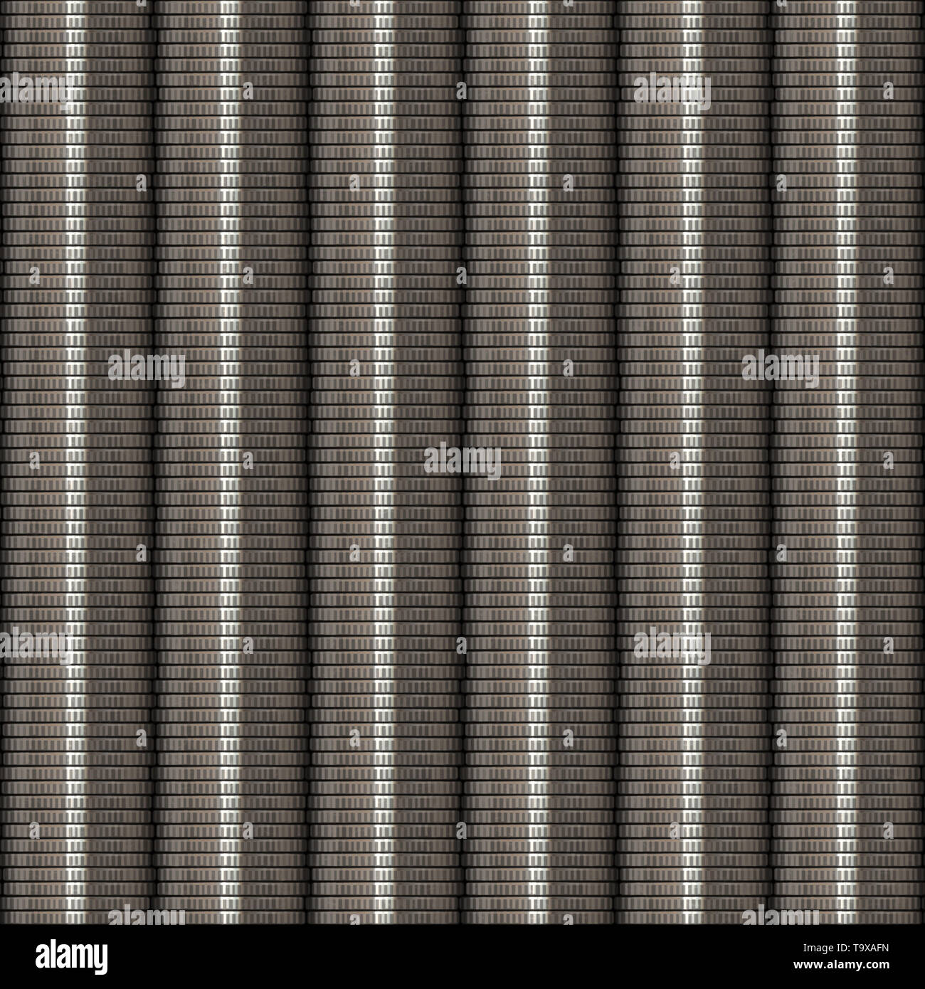 Monete impilate Texture Seamless Tile Foto Stock