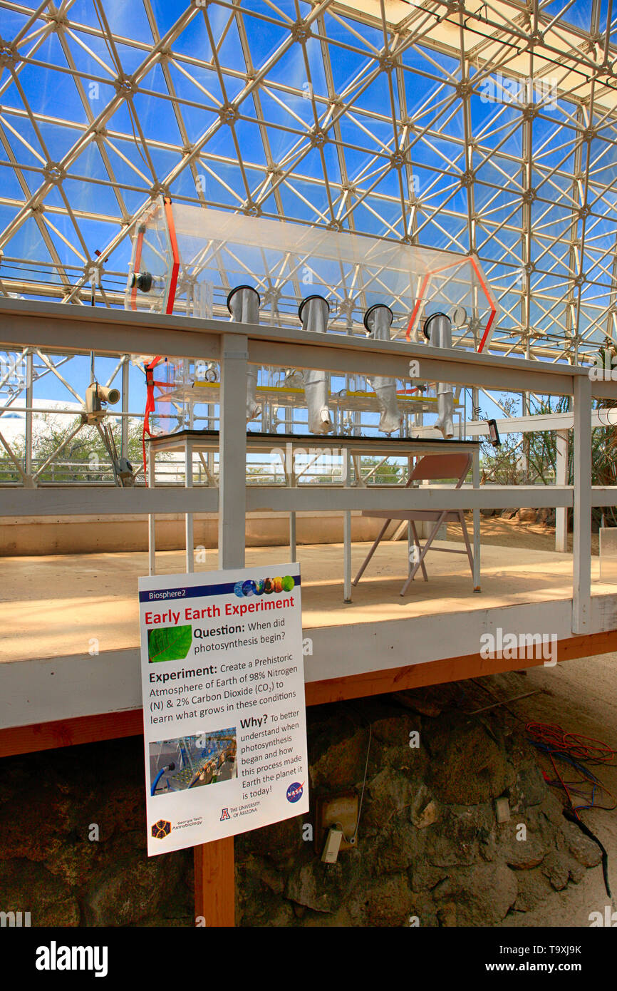 Inizio terra camera sperimentale a Bisosphere 2, l'Americano scienza del sistema Terra centro di ricerca situato in Oracle, AZ Foto Stock