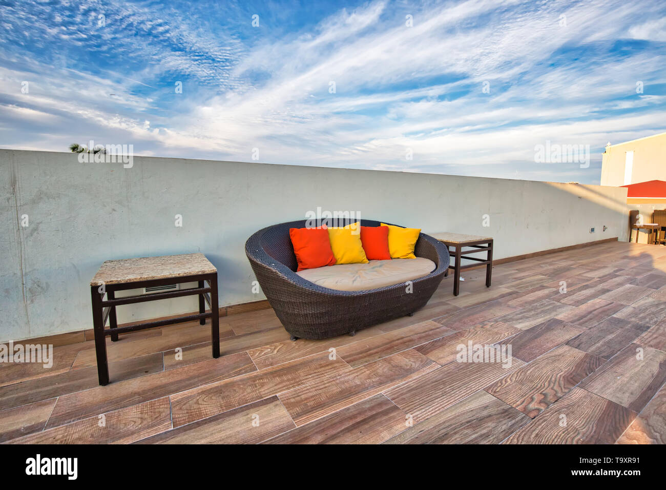 Mazatlan hotel sul tetto panoramico affacciato sulla città vecchia strade nel centro storico Foto Stock