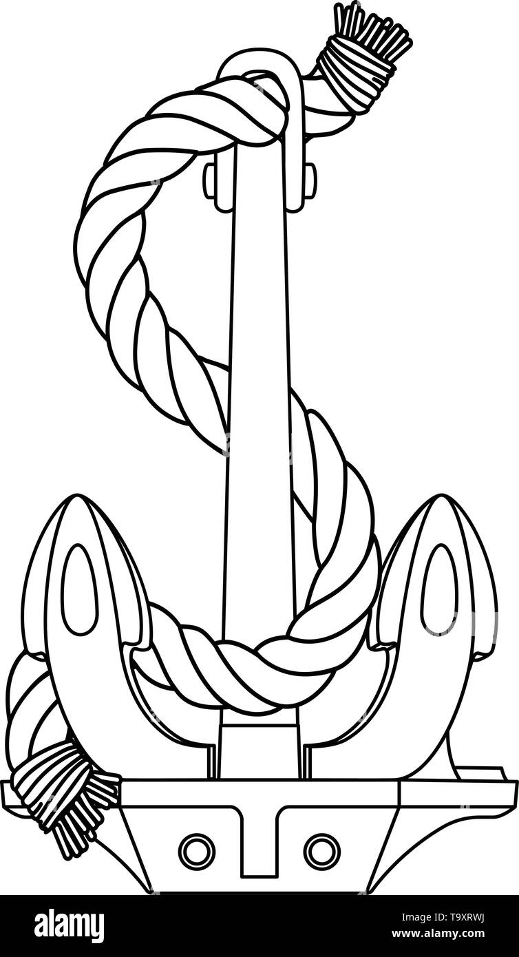 Vector bianco nero profilo della fune mare icona ancoraggio vintage Illustrazione Vettoriale