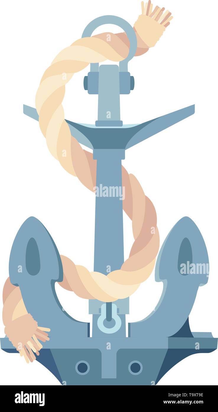 Vector piatto oceano mare maritime icona ancoraggio vintage, fune Illustrazione Vettoriale