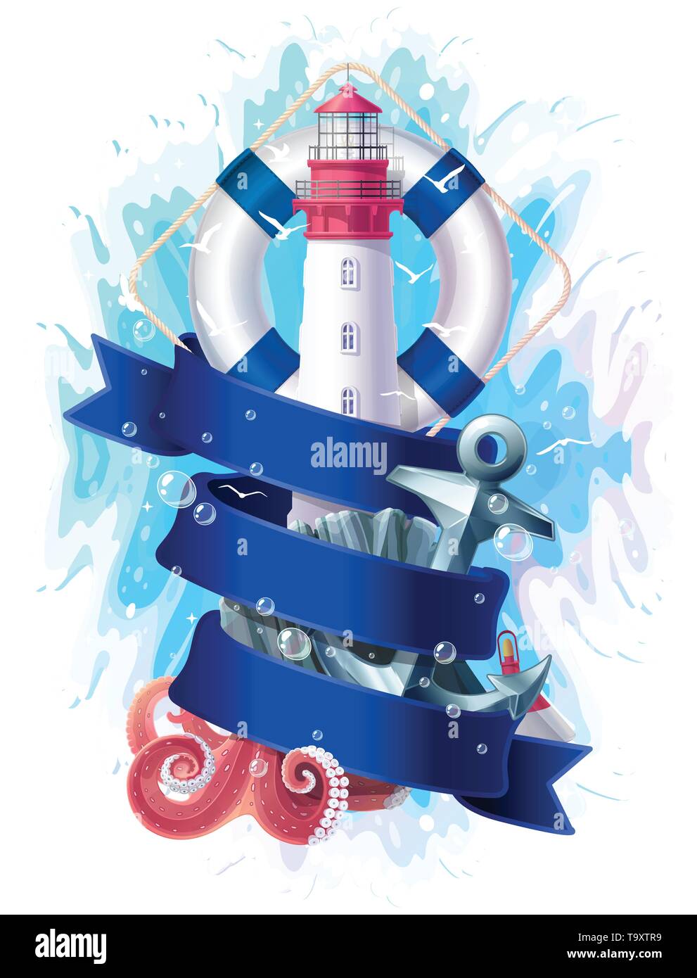 Vettore marittimo creative oceano collage di vacanza Illustrazione Vettoriale