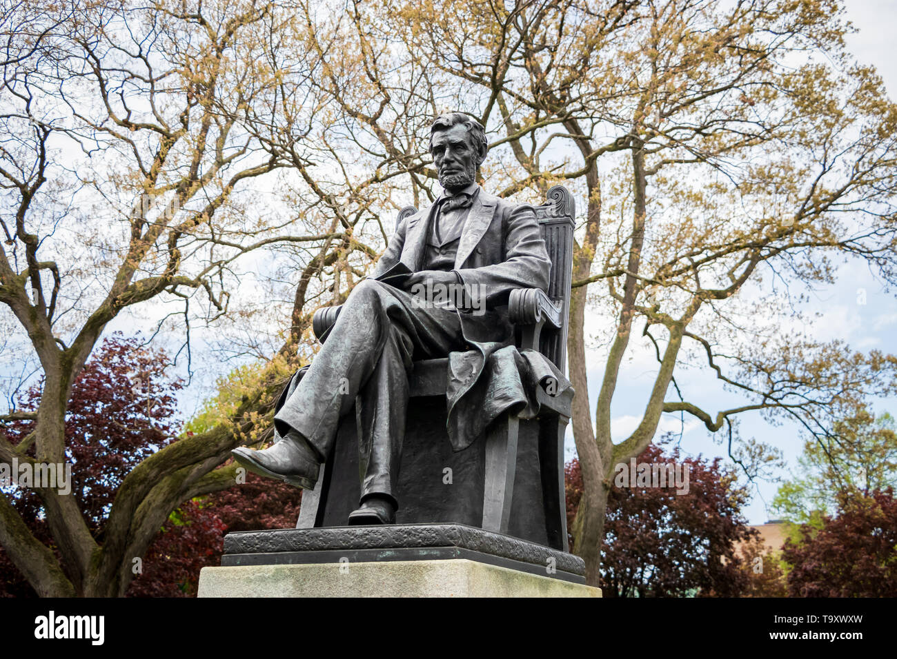 Abraham Lincoln statua a Hackley Park, Muskegon, Michigan Foto Stock