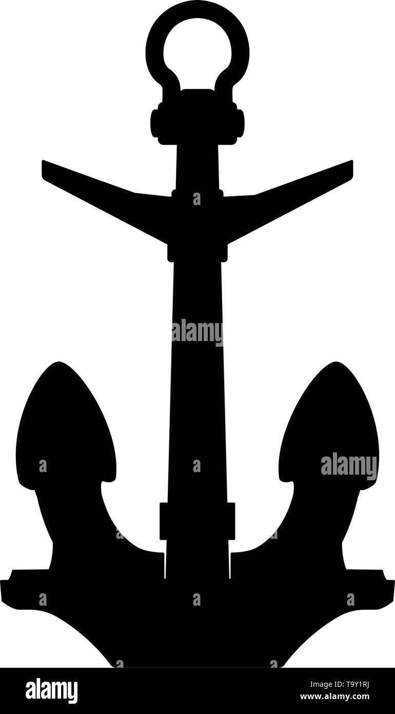 Silhouette vector graphic mar nero forma di ancoraggio Illustrazione Vettoriale
