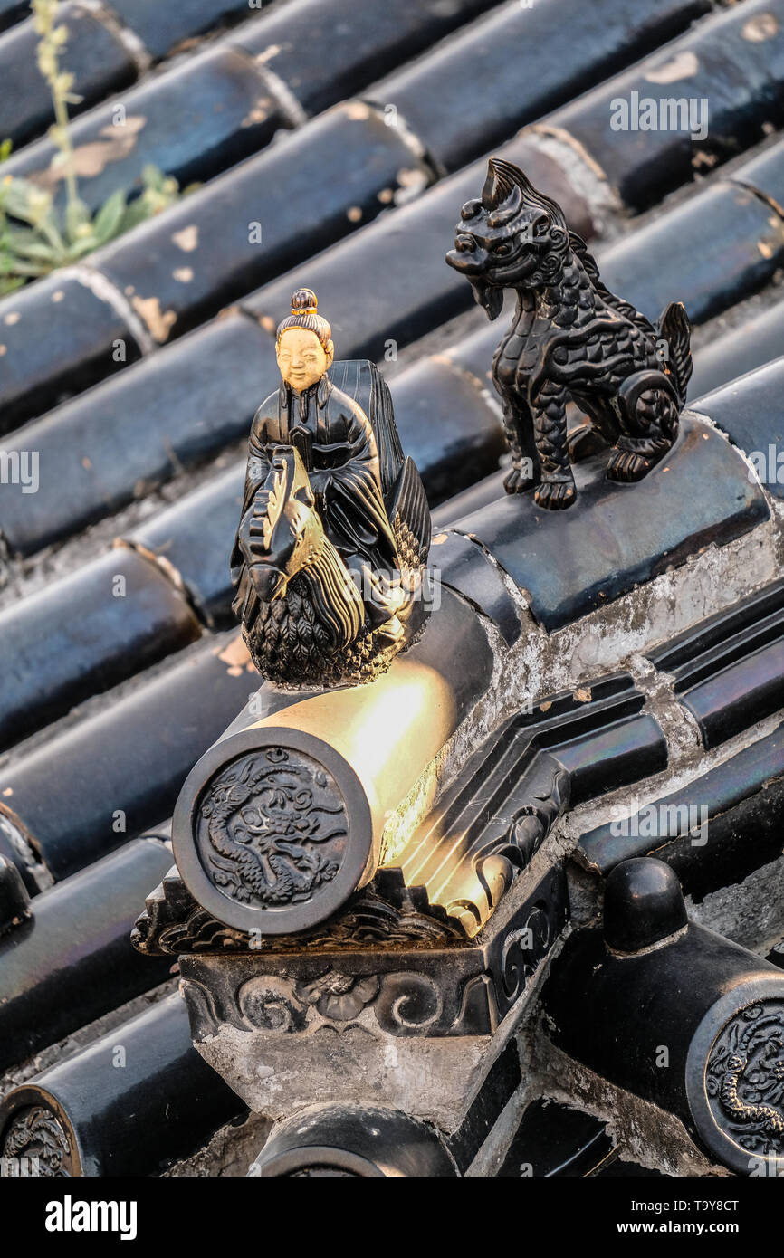 QiLin vetrate e altre creature mitiche decorazioni alla Città Proibita di Pechino CINA Foto Stock