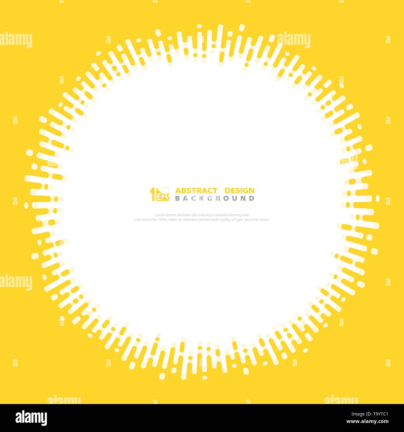 Vettore astratto colore giallo linea stripe coperchio cerchio decorazione design. È possibile utilizzare per la new tech design di copertura, headline, presentazione mostra il testo. Illustrazione Vettoriale