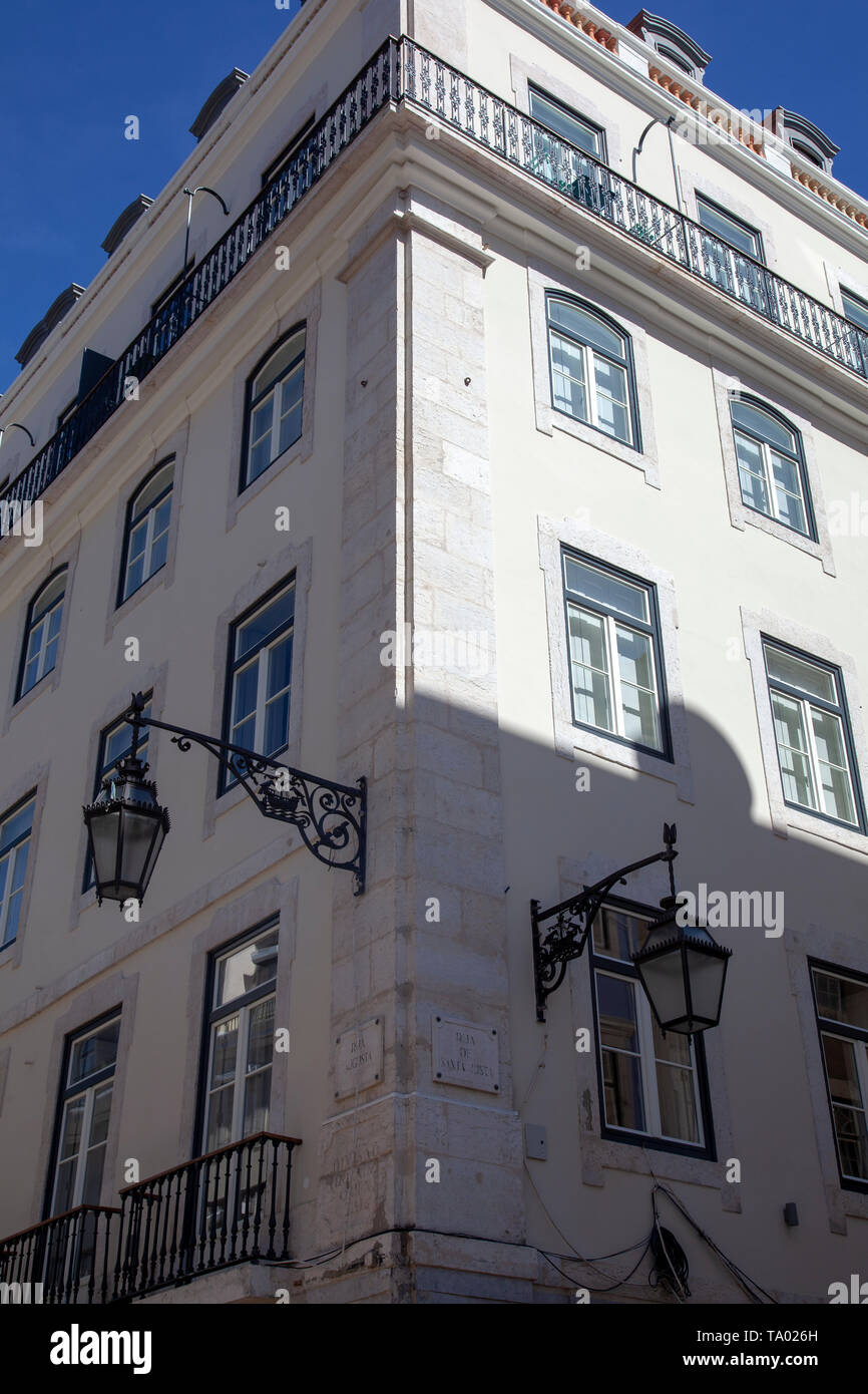 Edificio di Lisbona nella zona di Baixa di Lisbona, Portogallo Foto Stock