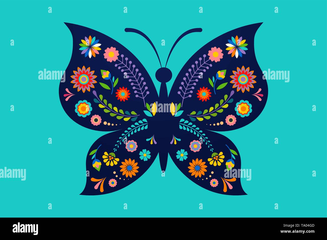 Summer Festival, equo con motivi butterfly - sfondo vettoriale Illustrazione Vettoriale