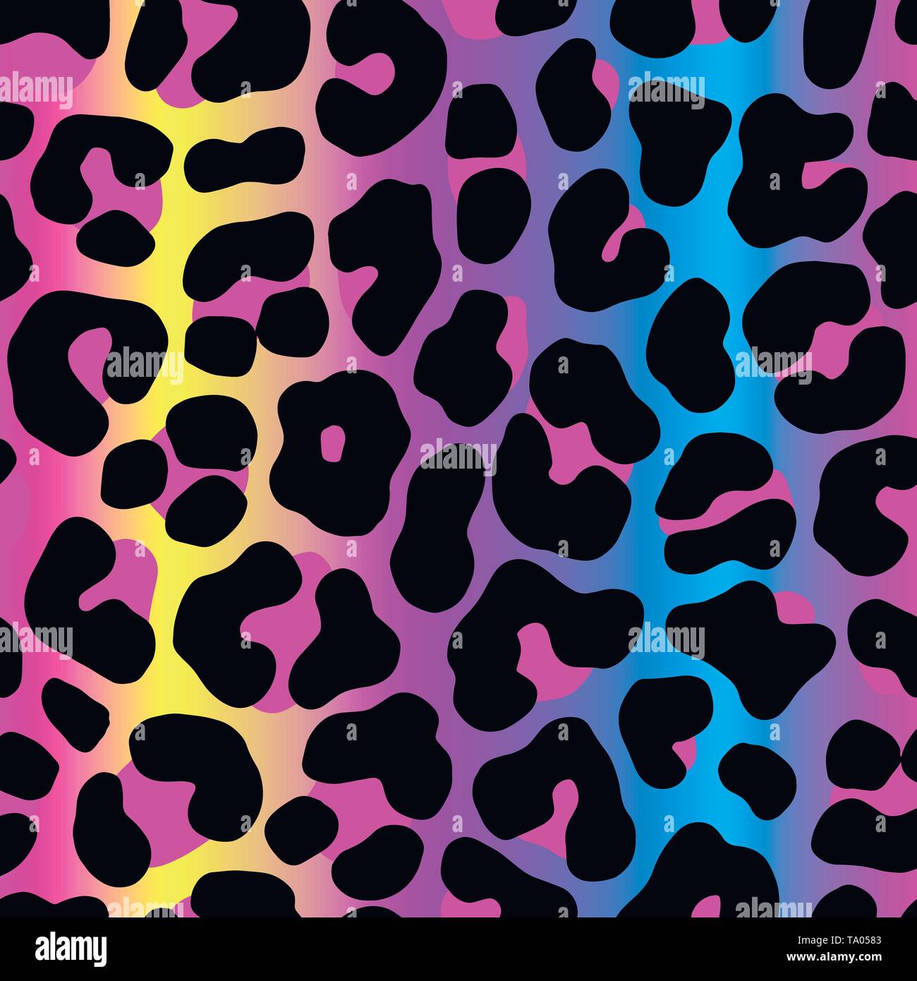 Vettore gradiente al neon stampa animale. Seamless leopard design pattern per tessuti e prodotti tessili, confezione, web e social media design. Illustrazione Vettoriale
