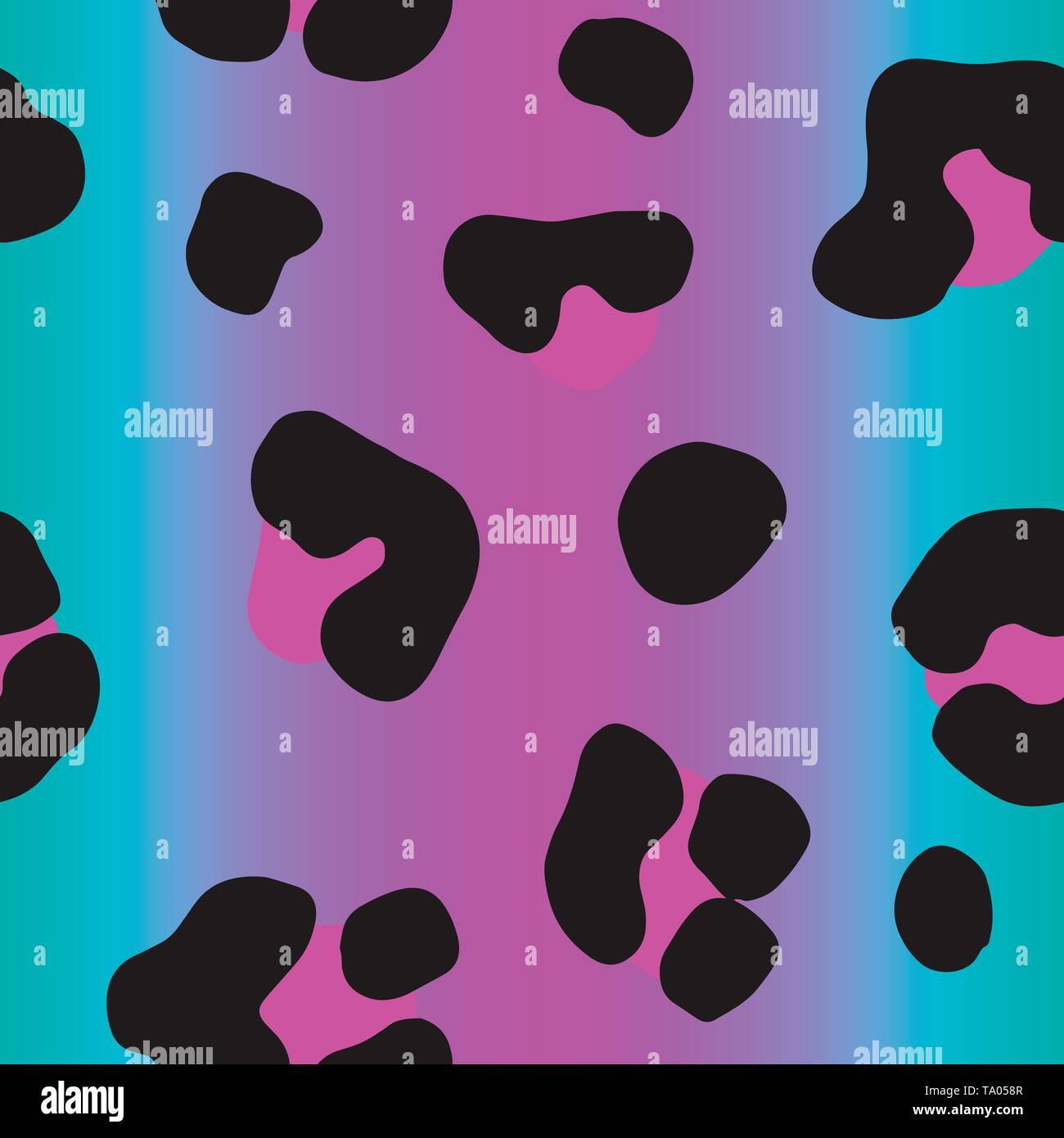 Vettore gradiente al neon stampa animale. Seamless leopard design pattern per tessuti e prodotti tessili, confezione, web e social media design. Illustrazione Vettoriale
