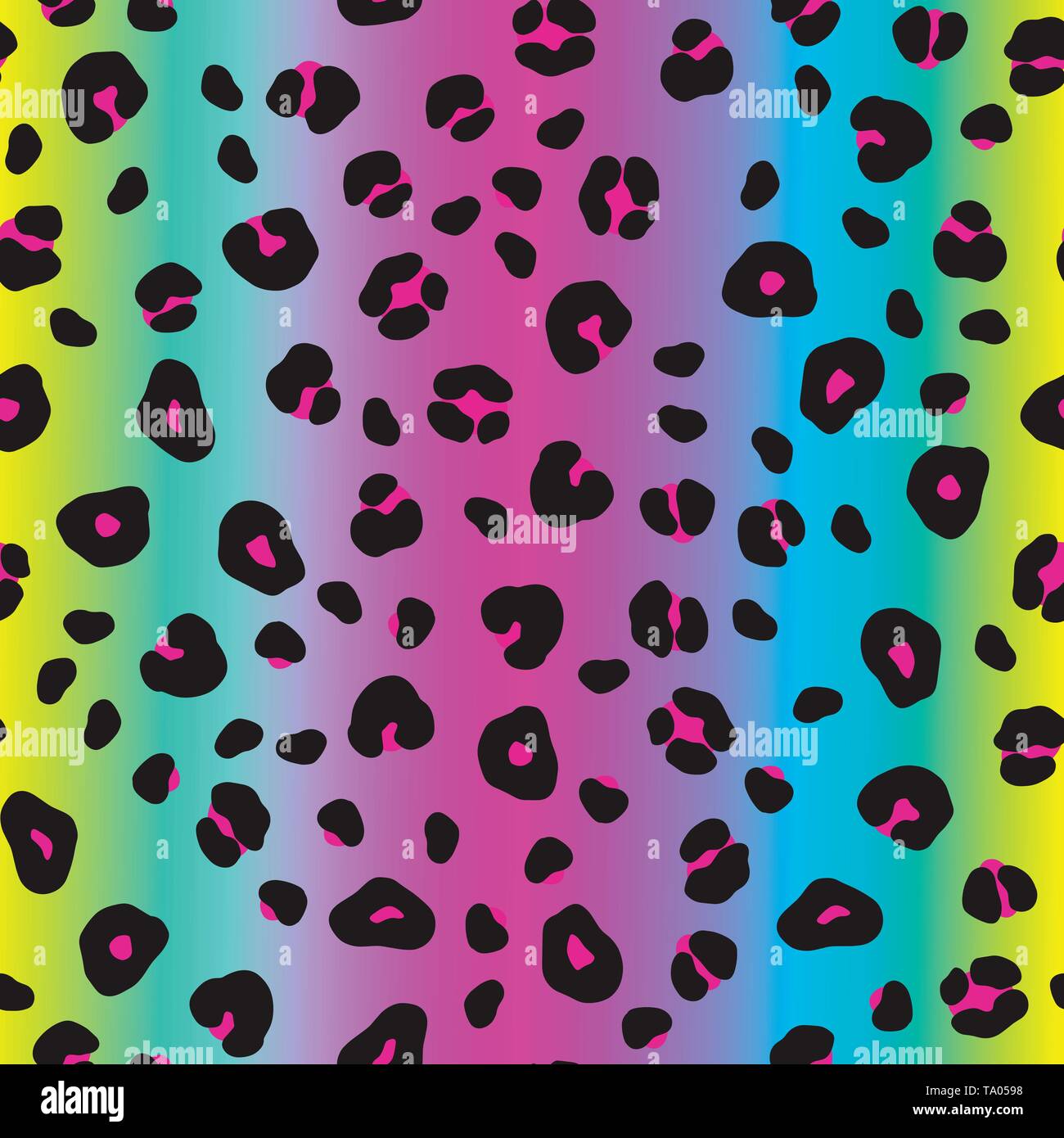 Vettore gradiente al neon stampa animale. Seamless leopard design pattern per tessuti e prodotti tessili, confezione, web e social media design. Illustrazione Vettoriale