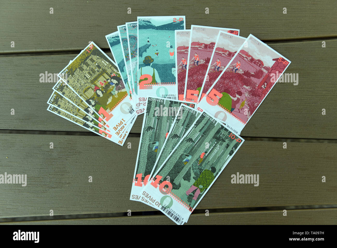 "Pive", moneta complementare del dipartimento Franche-Comte (nord-est della Francia) *** Caption locale *** Foto Stock