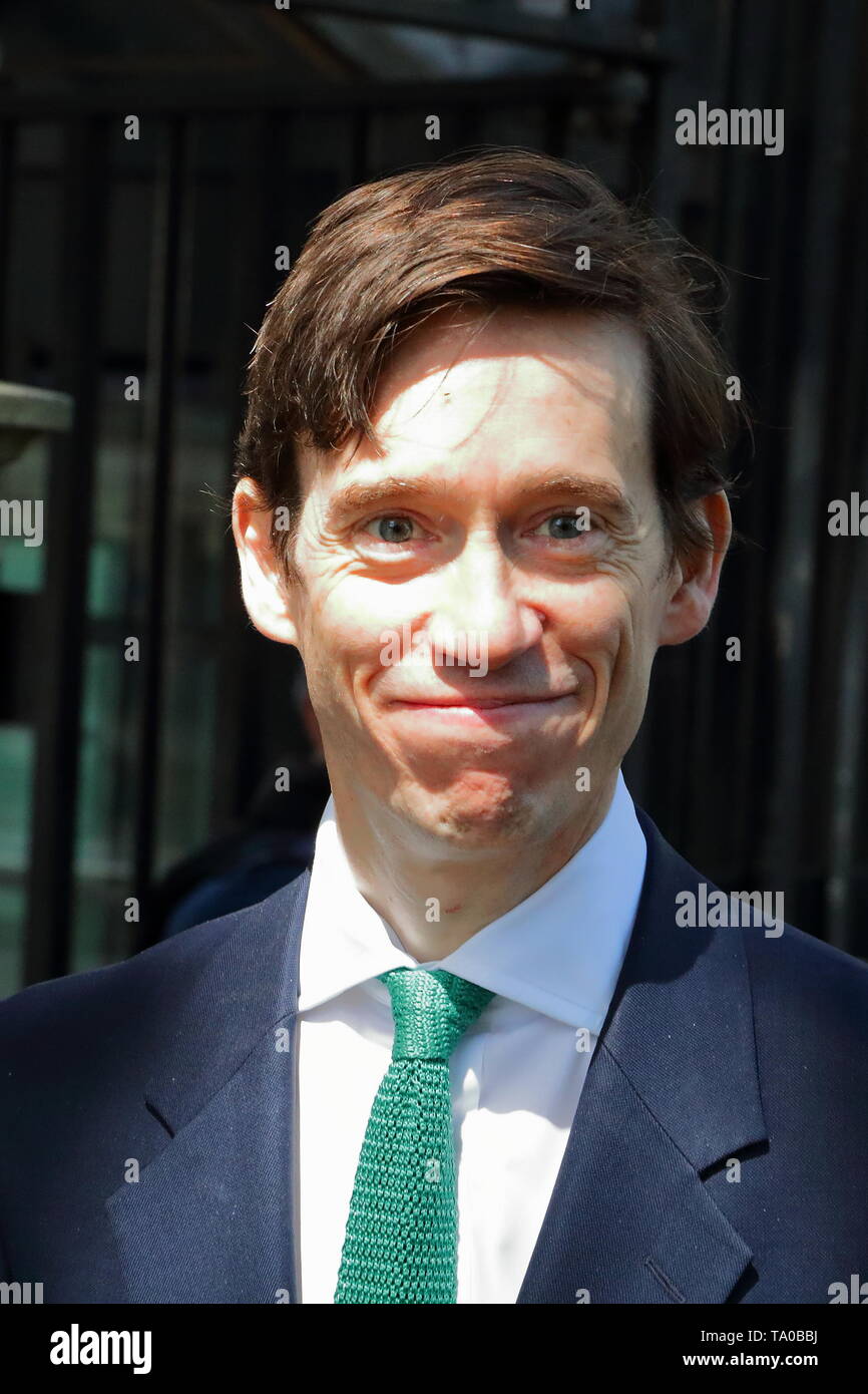 Londra, Regno Unito. 21 maggio 2019. Rory Stewart, Segretario di Stato per lo sviluppo internazionale appare con un ampio sorriso dopo odierna riunione del gabinetto. Credito: Uwe Deffner / Alamy Live News Foto Stock