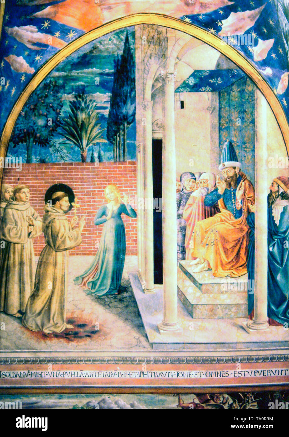 San Francesco di Assisi con Al Kamil, pittura, XV secolo Foto Stock