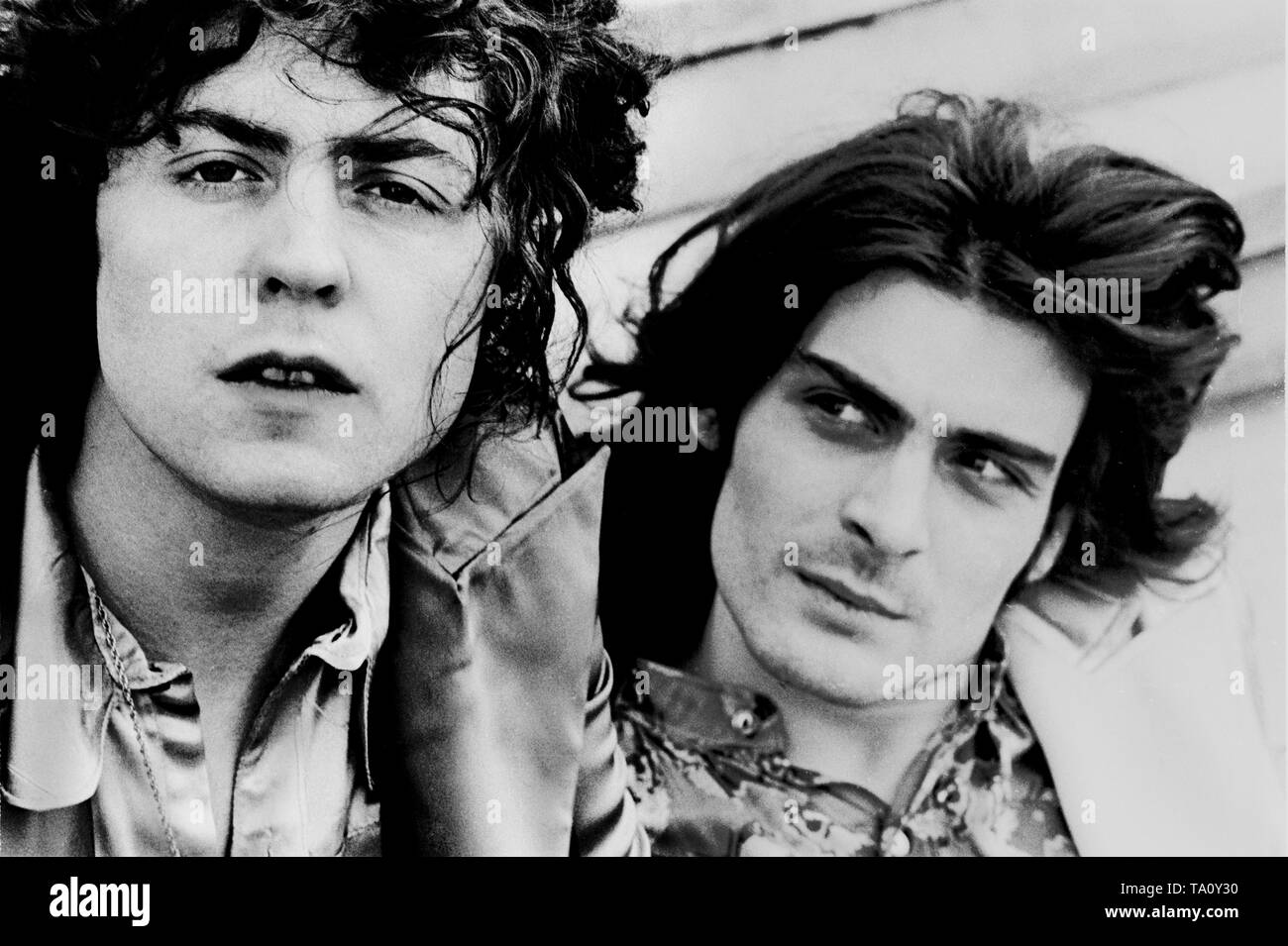 Marc Bolan e Micky Finn da glitterrock gruppo T-Rex Amsterdam, Paesi Bassi - 1972, (foto Gijsbert Hanekroot) Foto Stock
