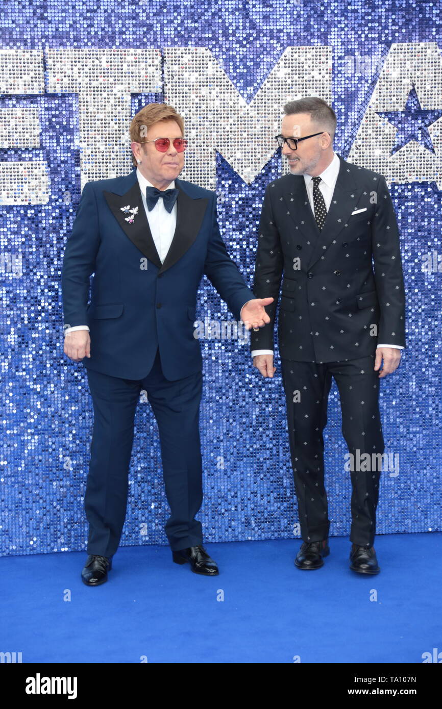 Londra - 20 Maggio 2019: Sir Elton John e David arredare assiste la Rocketman premiere del film Foto Stock