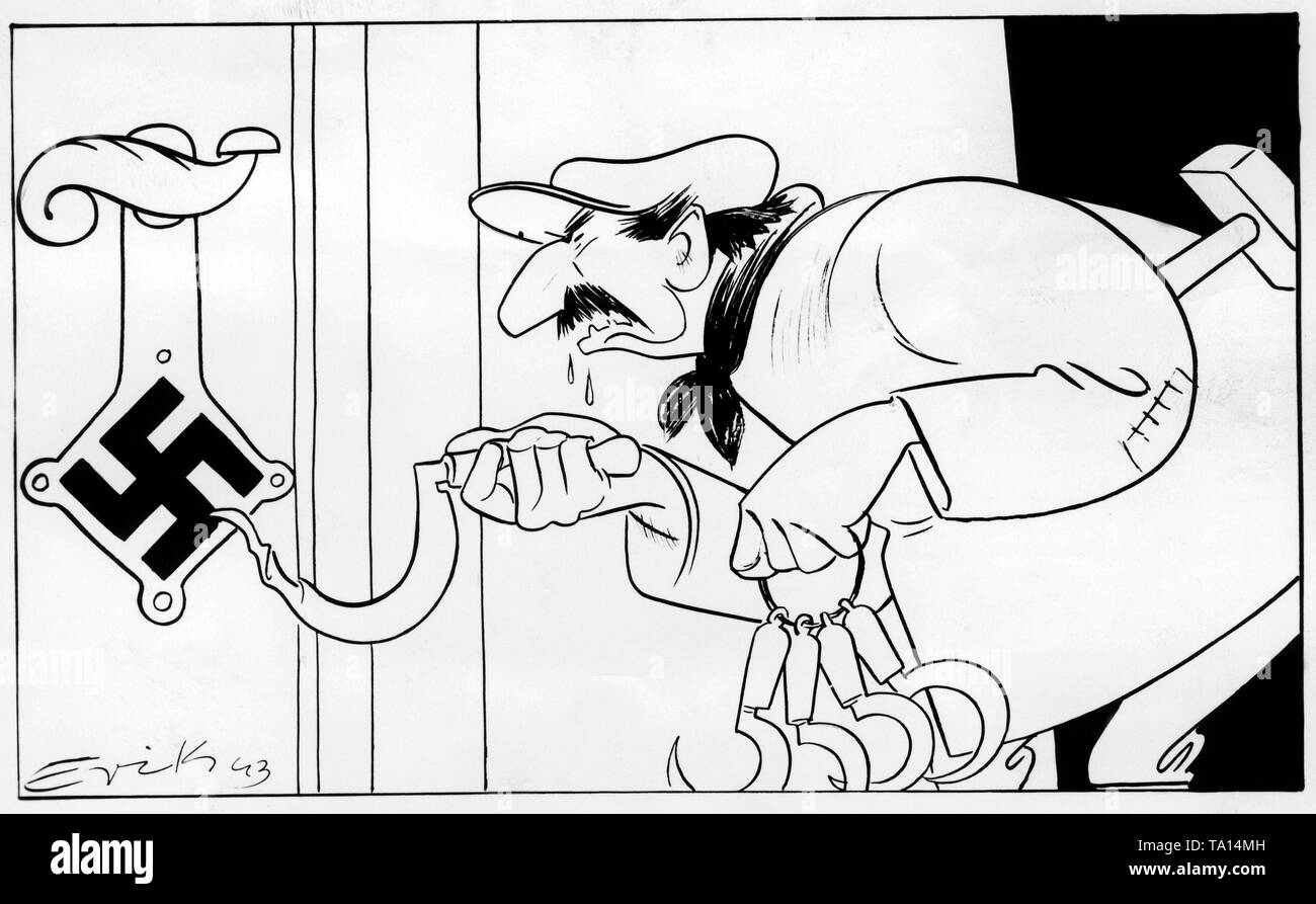 Questa caricatura e altri mezzi sono stati utilizzati per il NSDAP di spaventare la campagna contro il bolscevismo. Disegno: Erik Foto Stock