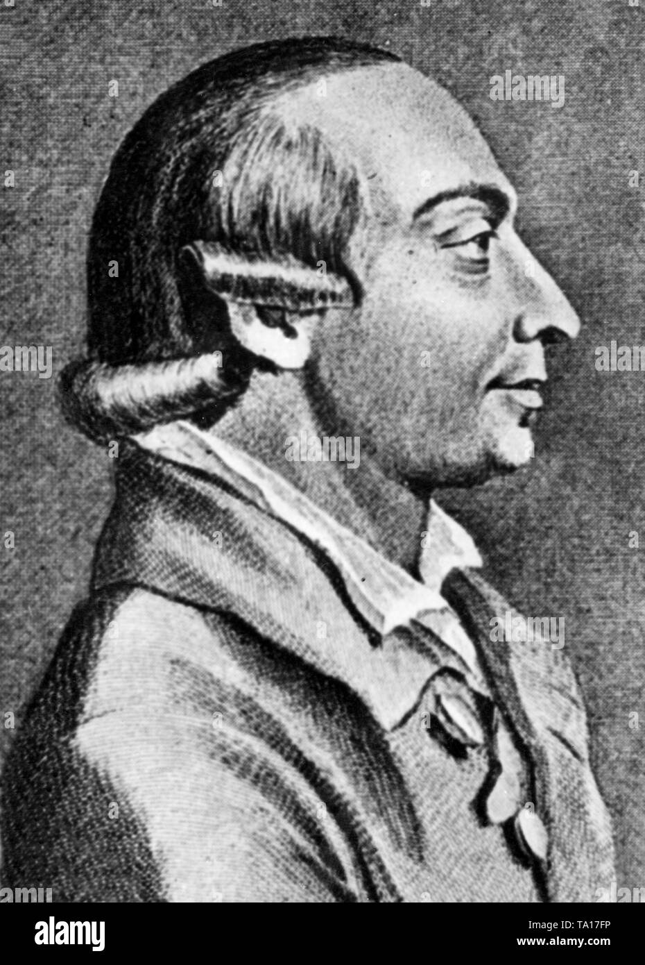 Ritratto di profilo del filosofo tedesco Johann Gottfried Herder (senza data immagine) Foto Stock