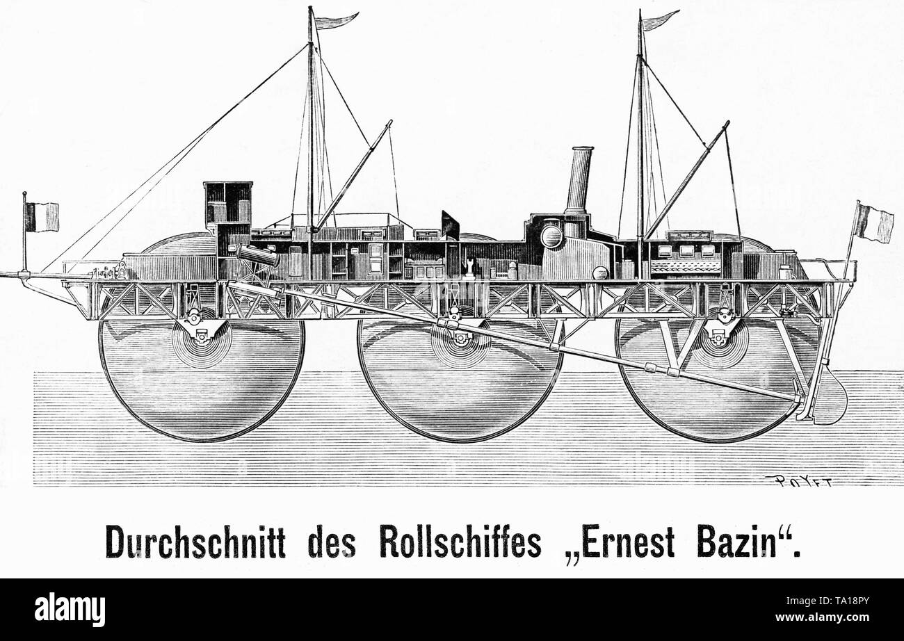 La nave 'Ernest Bazin' era il solo mai costruita la nave a rullo. Il concetto di unità è stata trovata essere impraticabile. Foto Stock