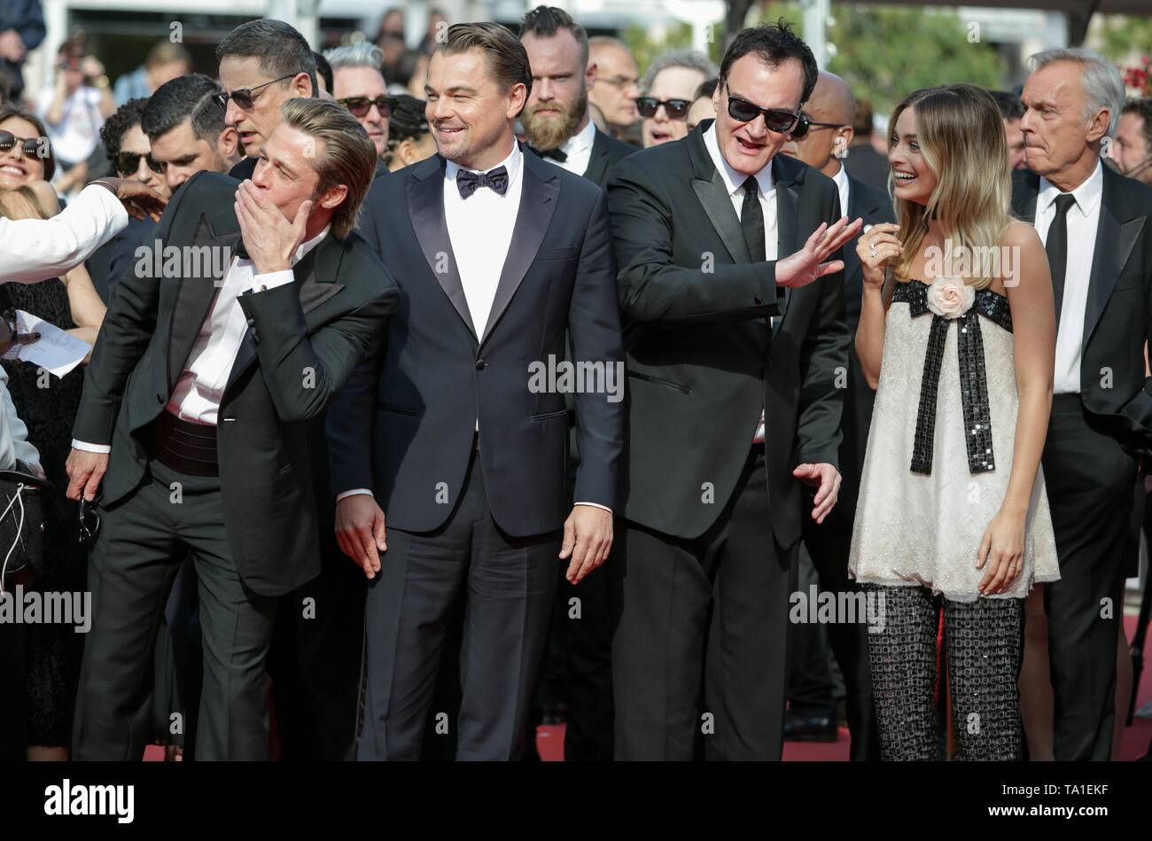 Brad Pitt, Quentin Tarantino, Margot Robbie, Leonardo dicaprio,2019 Cannes Foto Stock