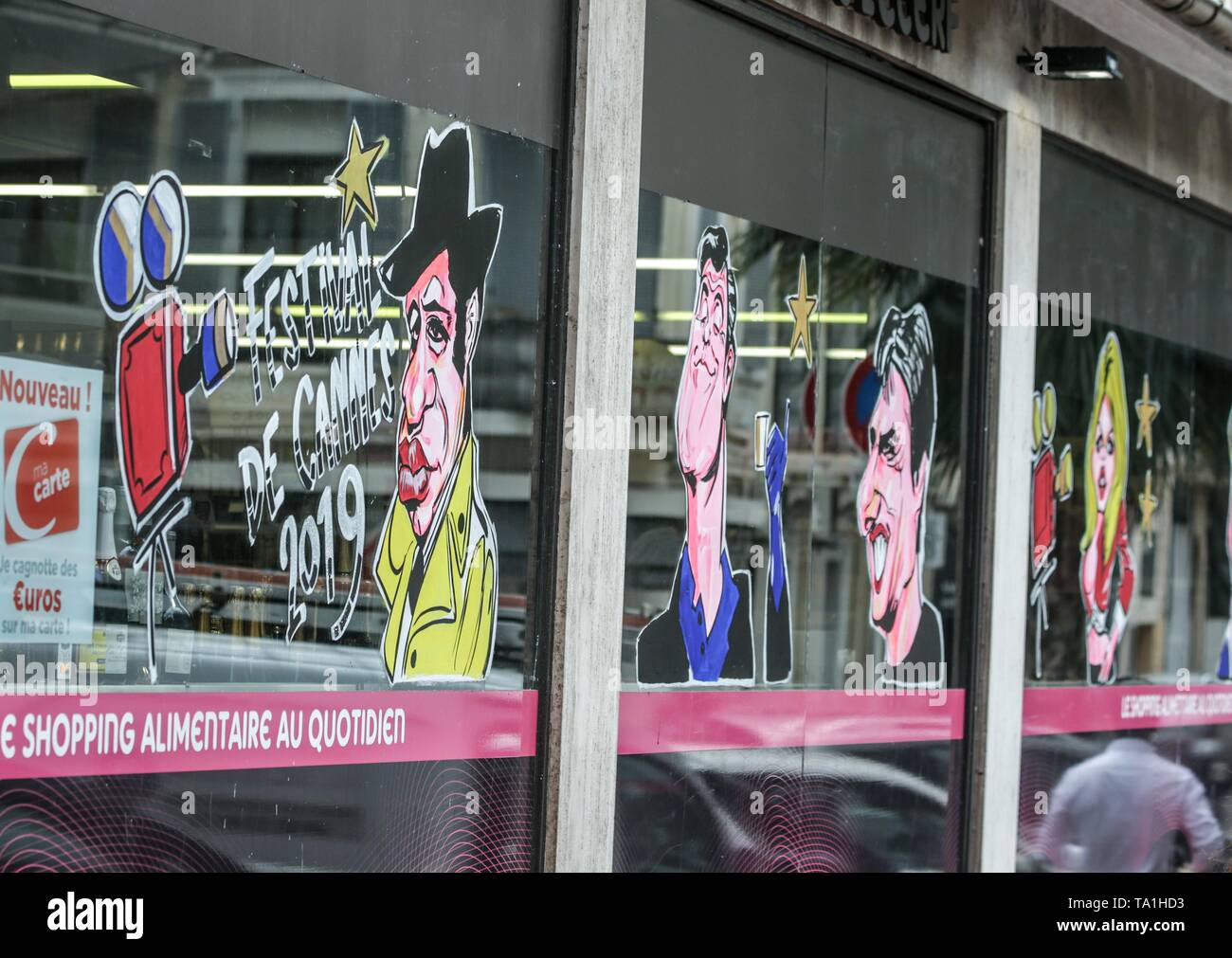 Film di Star Cartoni Animati Il Supermercato Window.,2019 Cannes Foto Stock