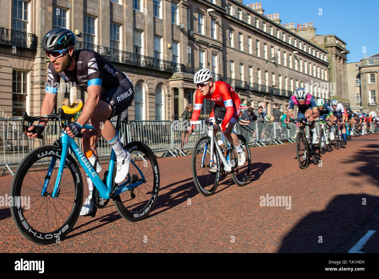 Birkenhead, Merseyside, Regno Unito. 21 Maggio, 2019. OVO energia serie Tour in Bicicletta; Scott Auld equitazione per Ribble Pro Cycling Credit: Azione Plus sport/Alamy Live News Foto Stock