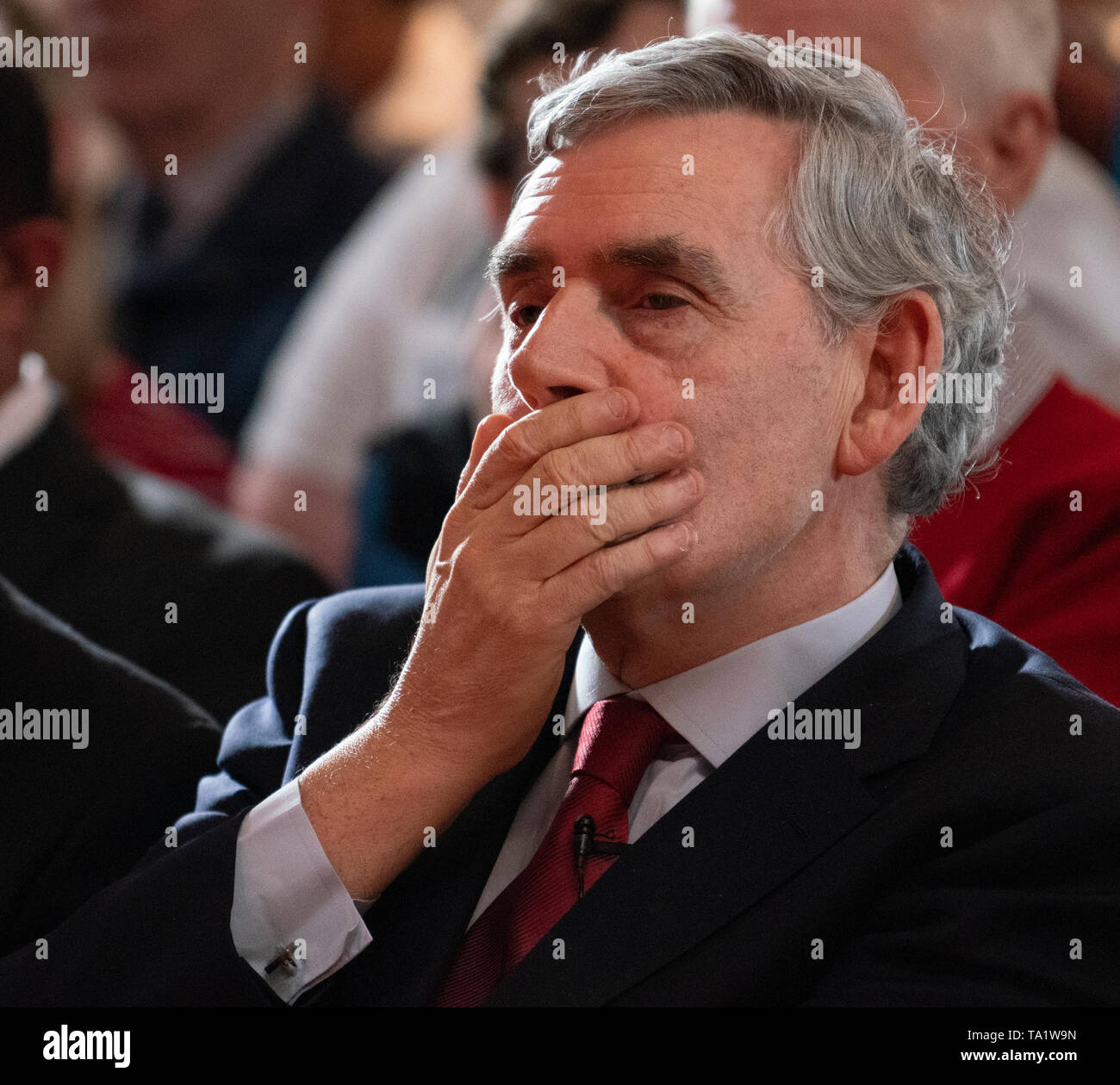 Ex primo ministro Gordon Brown al lancio di scozzese del lavoro elezioni europee campagna presso il faro in Glasgow ,Maggio 2019. Foto Stock