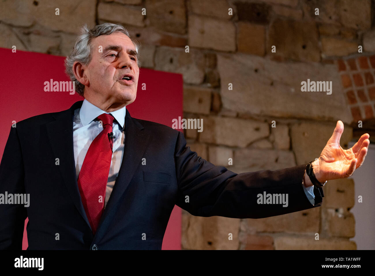 Ex primo ministro Gordon Brown al lancio di scozzese del lavoro elezioni europee campagna presso il faro in Glasgow ,Maggio 2019. Foto Stock