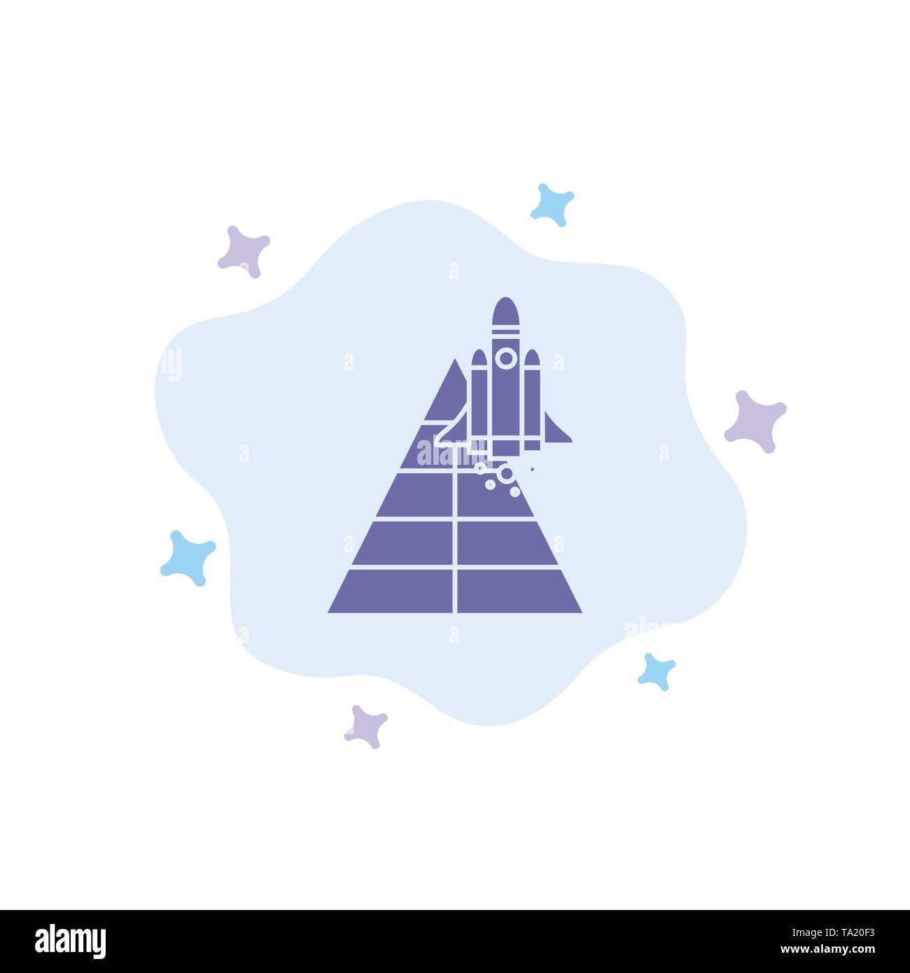Spazio, Stazione, aeromobili e veicoli spaziali, lanciare icona blu su Abstract Sfondo nuvola Illustrazione Vettoriale