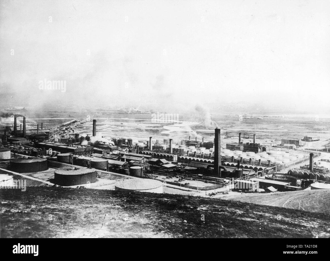 La più grande raffineria di petrolio in noi in quel momento a Richmond, California. Si è in possesso del primo world-wide oil company, la Standard Oil Company di John D. Rockefeller Foto Stock