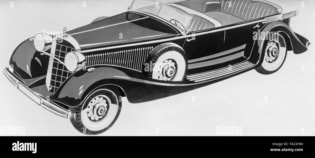 Tipo Mercedes 770 KOMPRESSOR ("Grosser Mercedes' - grande Mercedes). Adolf Hitler e Paul von Hindenburg utilizzato questo tipo di apparizioni in pubblico come una vettura ufficiale. Foto Stock