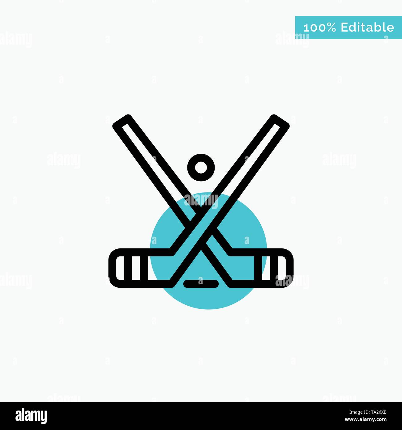 Emblema, Hockey su ghiaccio, stick, bastoni turchese evidenziare punto cerchio icona Vettore Illustrazione Vettoriale