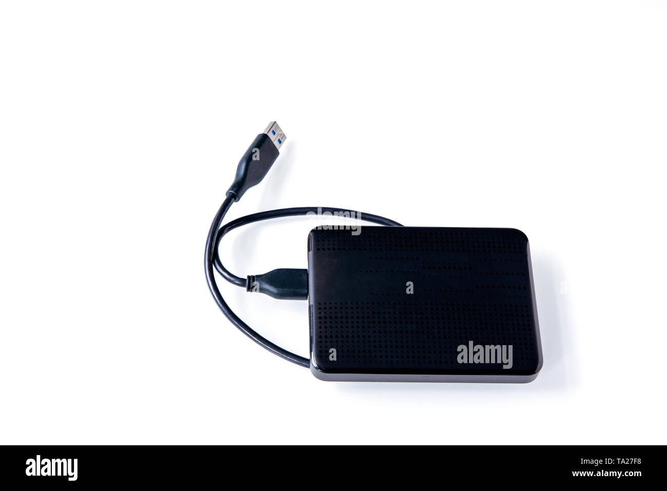 Disco rigido esterno HDD isolati su sfondo bianco. Backup dei dati concetto.- Immagine Foto Stock