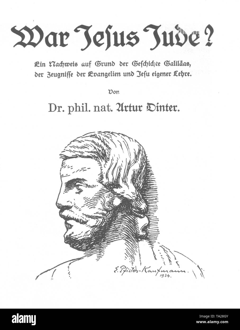 Titolo pagina del libro "Cristo era un Giudeo?' per autore Artur Dinter Foto Stock