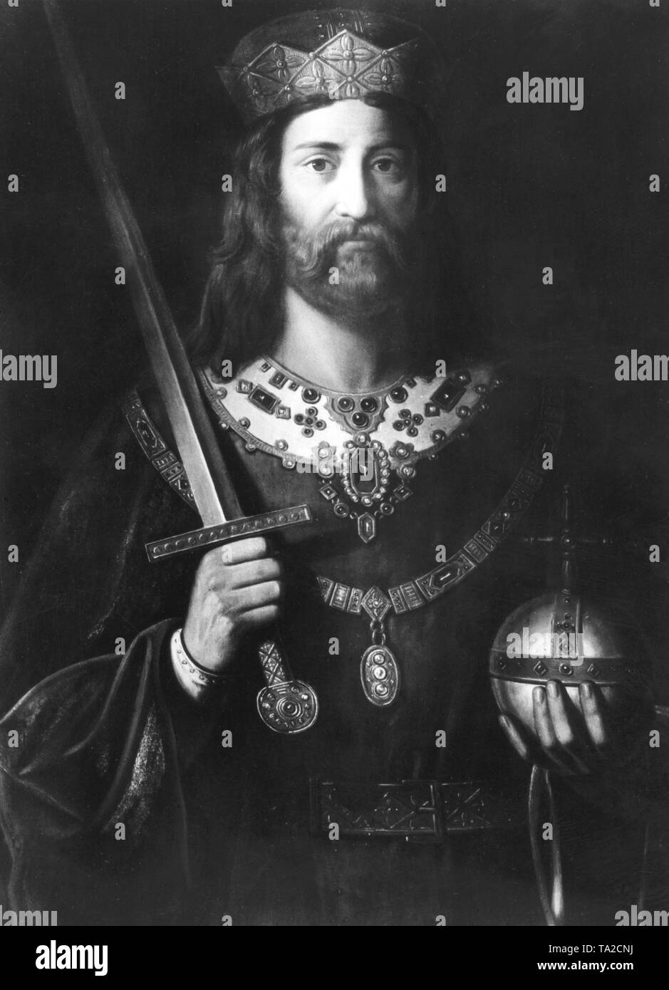 Questo dipinto da Julius Zimmermann mostra Otto I, conte di Wittelsbach e duca di Baviera. Egli è stato uno stretto confidente di imperatore Barbarossa e dopo la deposizione di Enrico il Leone nel 1180, ha ricevuto la bavarese dignità ducale. Otto I è il fondatore di Wittelsbach competente in Baviera e nel Reich. Foto Stock