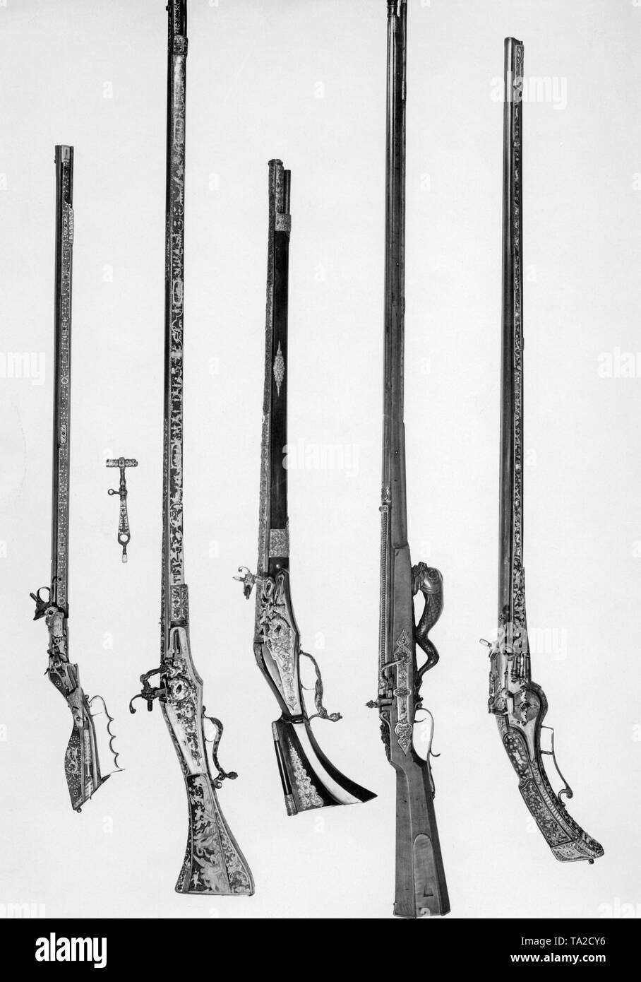 Fucili Flintlock dal XVIII secolo. Foto Stock