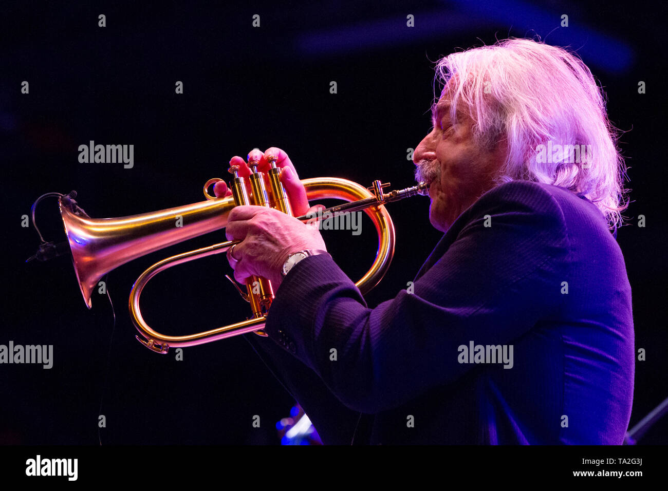 Trombettista jazz italiano Enrico Rava in concerto a 2019 Torino Jazz Festival Foto Stock