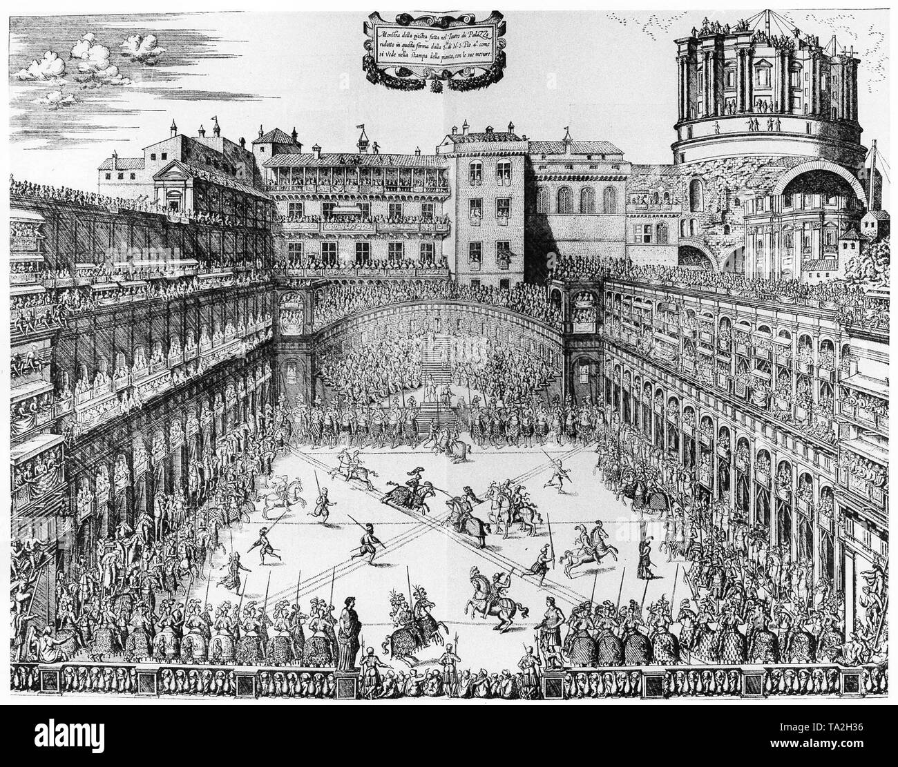 Torneo di Palazzo Papale cortile presso la corte di papa Pio IV, circa 1560 Foto Stock