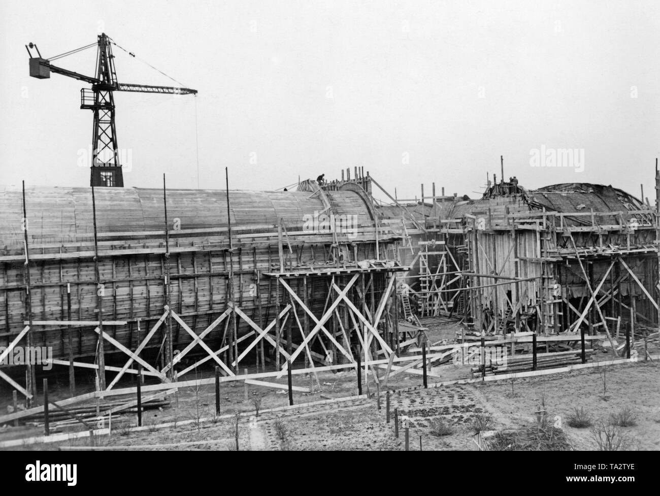 Le gallerie del vento sono essendo costruito sui terreni del Johannisthal airfield per i test aerodinamici di velivoli. Foto Stock