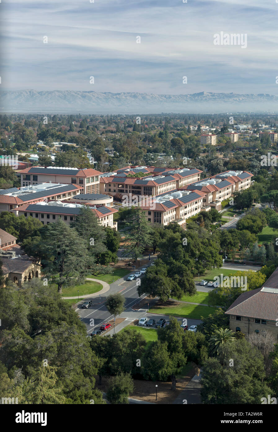 L'Università di Stanford, Stanford, CA - 9 dicembre 2017: una vista aerea Leland Stanford Junior University, una ricerca privata università di Stanford, Ca Foto Stock