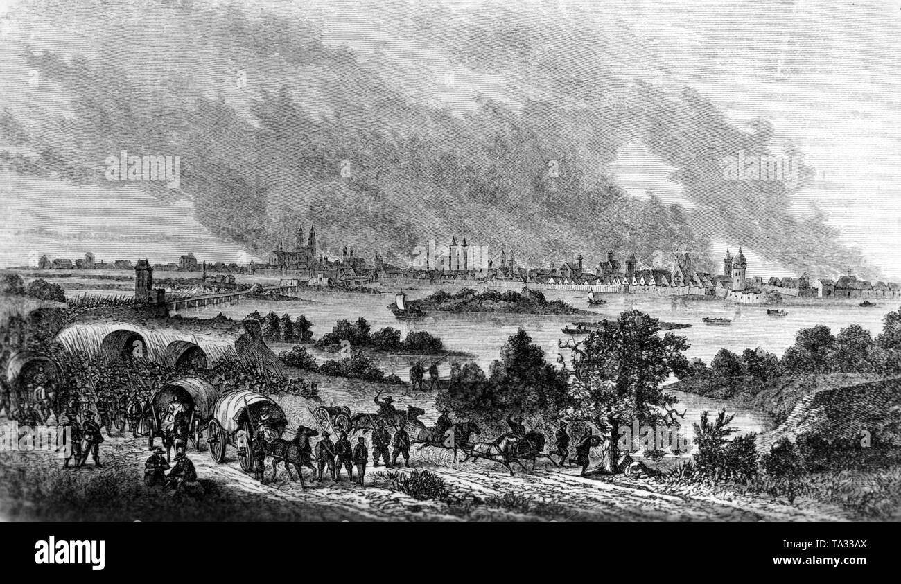 Nell'anno 1631 Magdeburg era assediata dalle truppe imperiali. Essa cadde in maggio ed è distrutta e saccheggiata. Questo evento ha reso il protestante città imperiale (Sassonia, Brandeburgo) di entrare in guerra a fianco della Svezia. Foto Stock