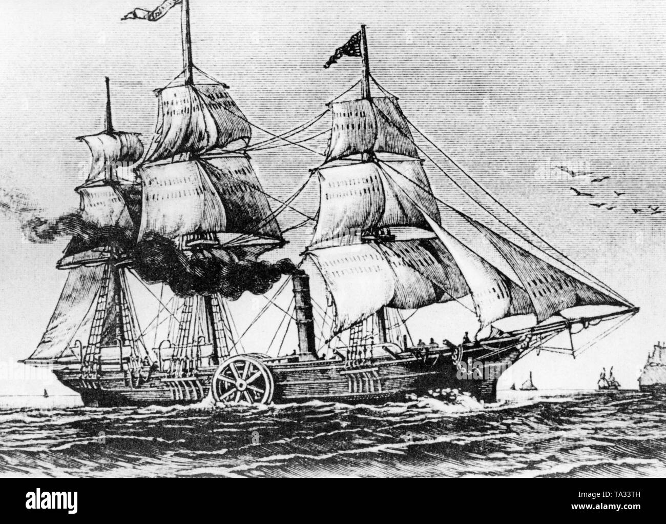 Il battello a vapore "avannah" è stata la prima nave ad attraversare  l'Atlantico con l aiuto di un motore di vapore Foto stock - Alamy