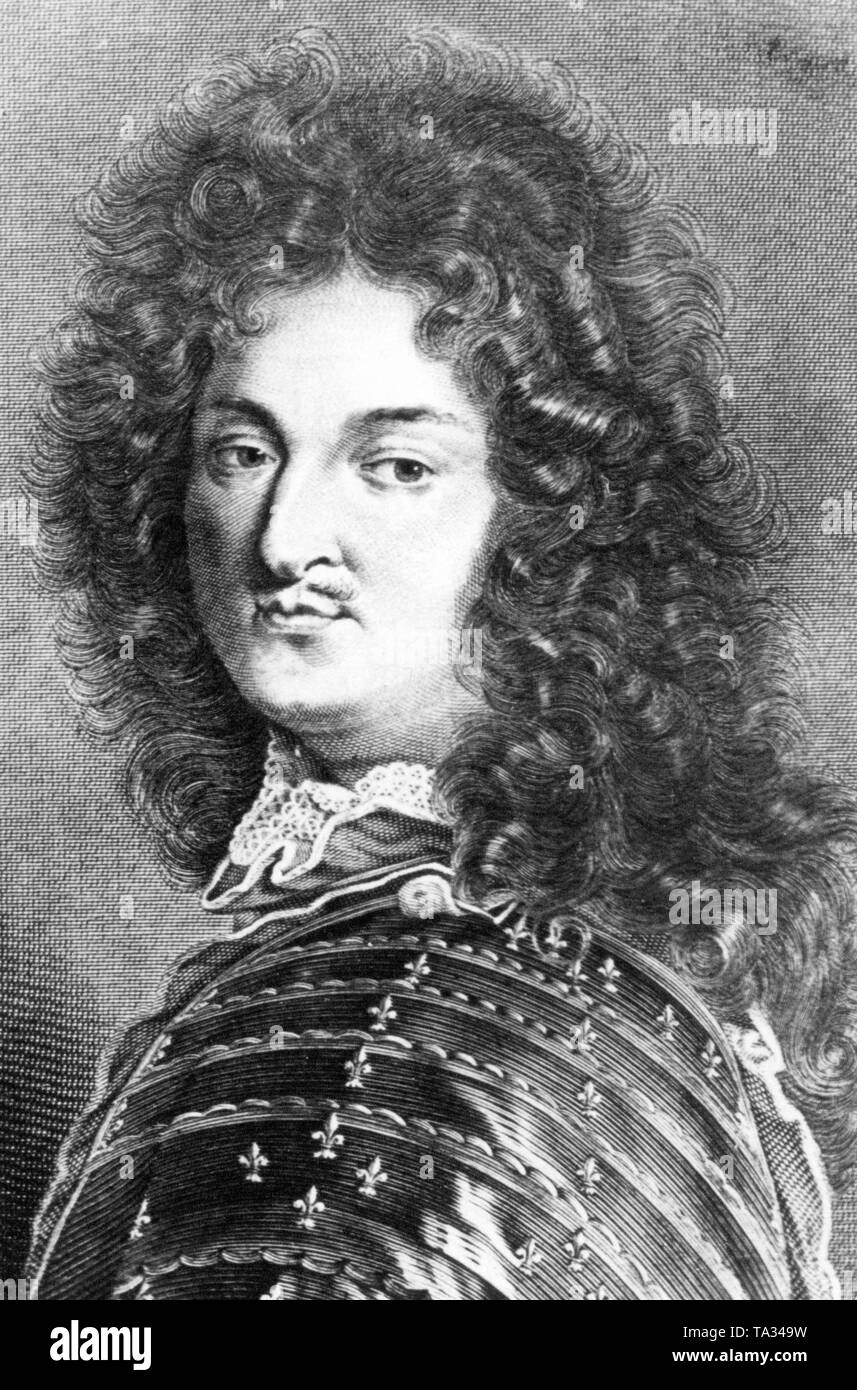 Ritratto del giovane Luigi XIV, il più tardi Re Sole di Francia. Foto Stock