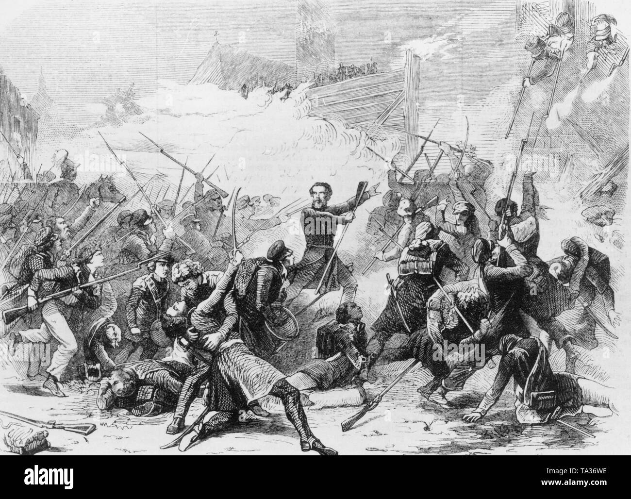 Battaglia di Lipsia, combattuto 16-19 ottobre 1813 in Sassonia. Assalto al Gate Grimma da importanti Friccius il 19 ottobre 1813 (dopo Georg Bleibtreu) Foto Stock