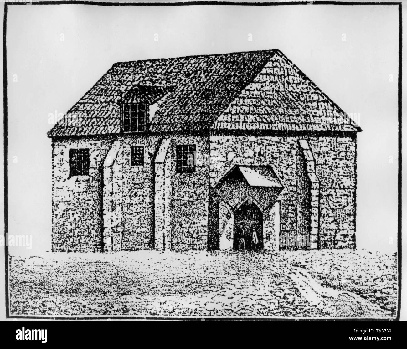 Disegno della Sinagoga di Erfurt dalla Chronik des Ratsmeisters Friese (Cronaca del consigliere Friese). Foto Stock