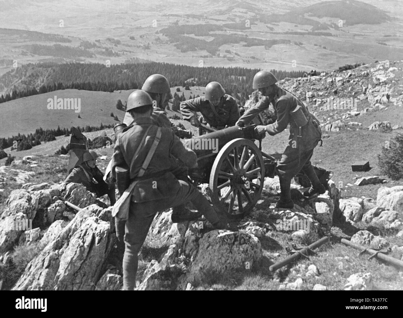 L'artiglieria di montagna dell'esercito cecoslovacco. Foto Stock