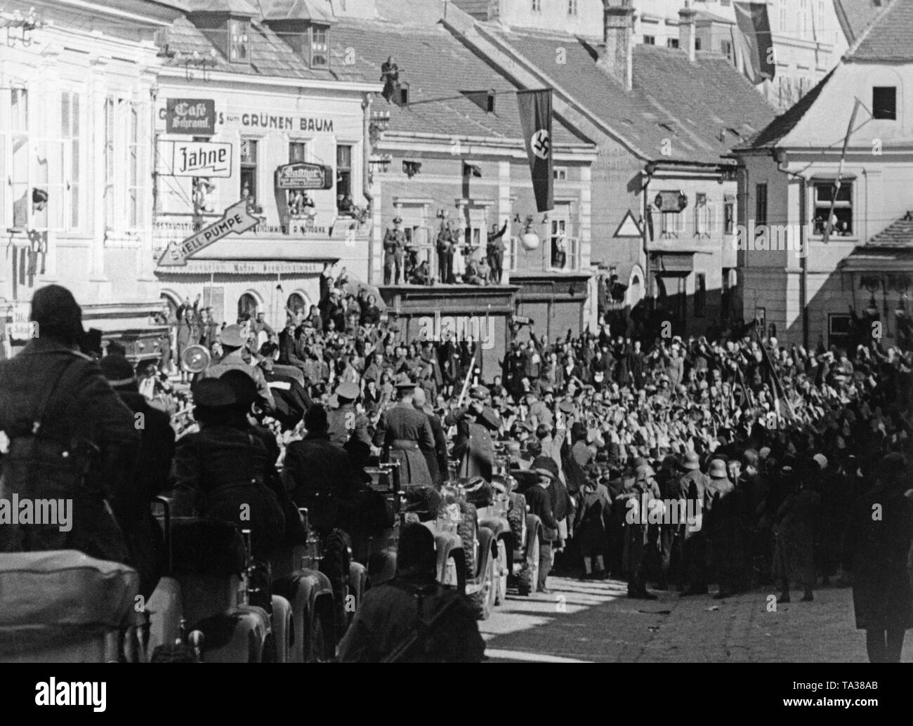 Le truppe tedesche in marzo in Austria durante l'annessione del paese per il Reich tedesco. Foto Stock